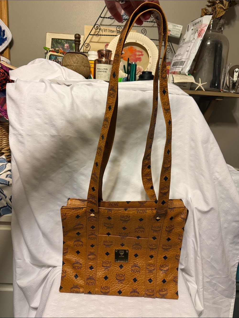 MCM Cognac Visetos Monogram Double-Handle Tote